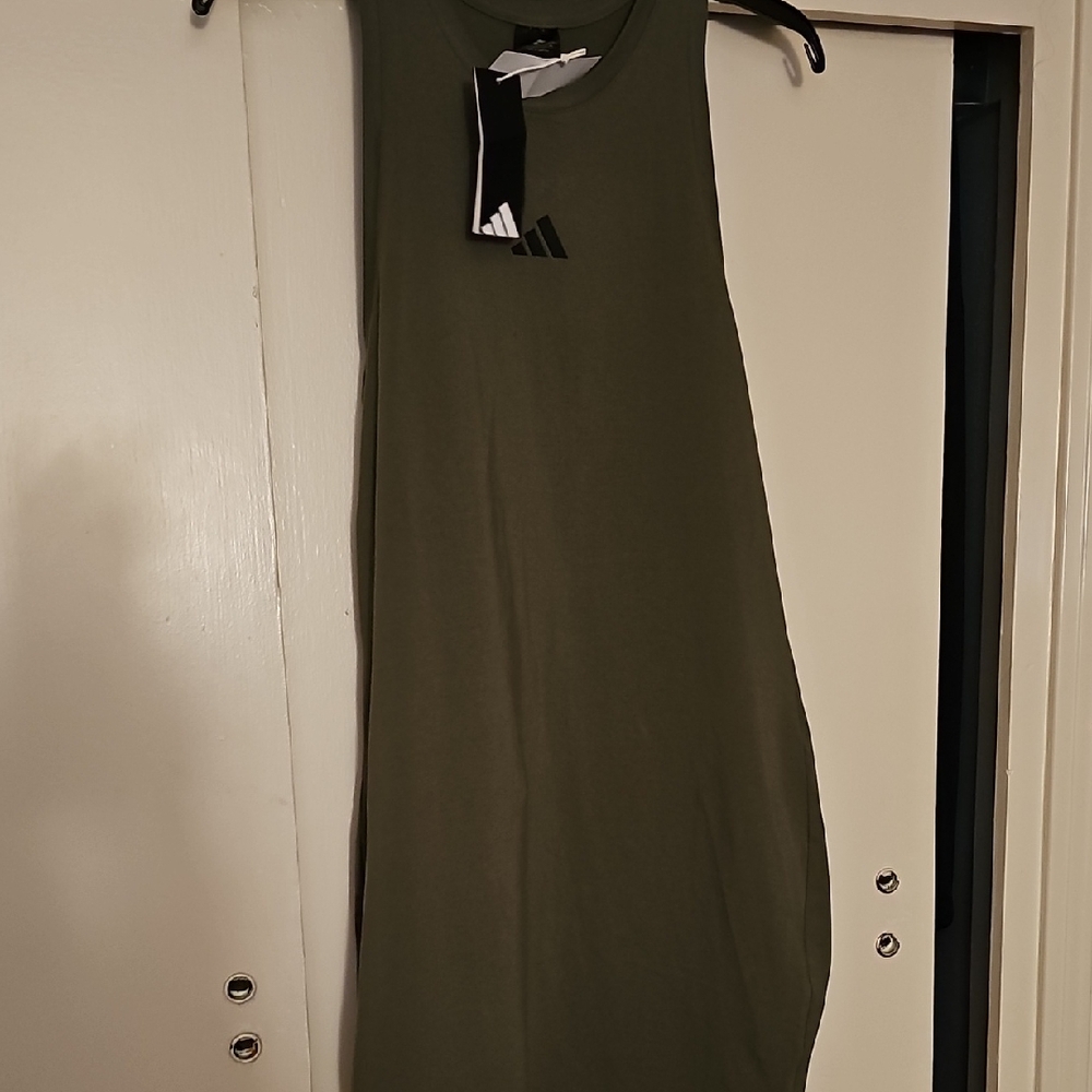 Adidas Icons Small Logo Dress Green Sheath Halter Neck